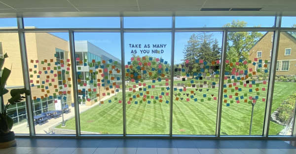 Small messages the Empowering Healthy Minds Club has put up as encouragement outside the library. The club has been doing small acts like this since their creation in 2021. These can be helpful as Ms. Wilson points out, “It can be hard to reach out, especially when you’ve never done so.”
